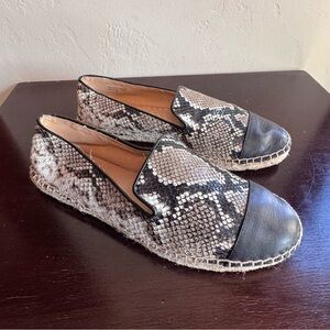 Talbots Snakeskin Patterned Espadrilles with Black Toe Cap Accents